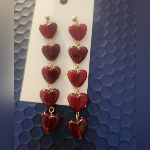 Jewelry - Heart Earrings  Red Drop